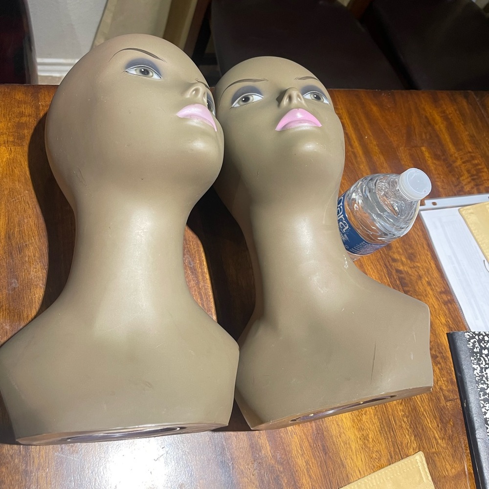 Neutral Beige Female Mannequin Head Display - Set of 2